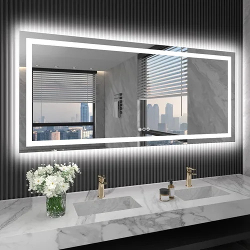 Miniatura 42 de LOAAO Espejo de Baño LED de 40"X32" con Luces, Antivaho, Regulable, Retroiluminación RGB + Iluminación Frontal, Espejo de Tocador de Baño