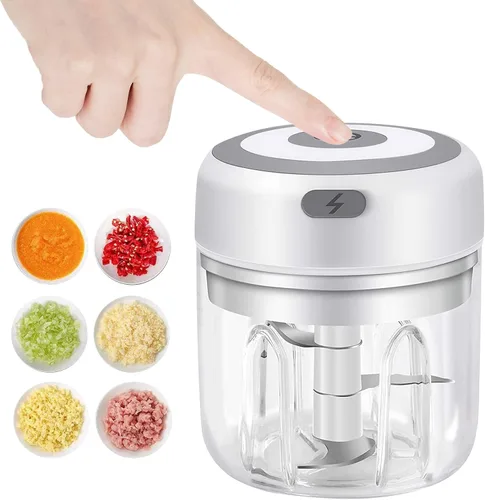 Miniatura 8 de Mini picador de ajo eléctrico, picador de cebolla USB de 100 ml, procesador de alimentos pequeño portátil para jengibre, chile, verduras