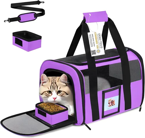 Miniatura 9 de Transportín para gatos y perros pequeños, gatitos, cachorros, transportín para mascotas para gatos pequeños y medianos de menos de 15 libras, Rojo
