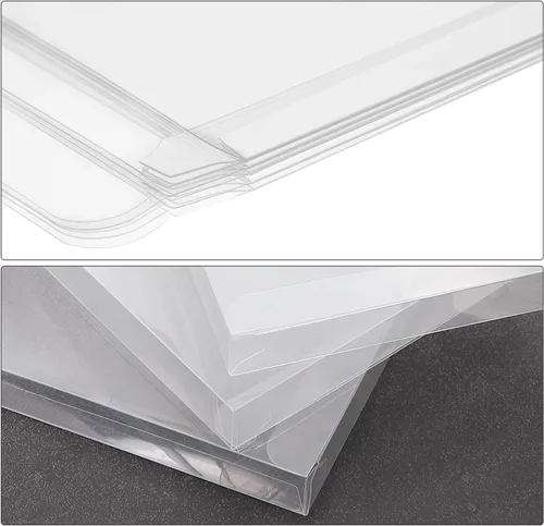 Miniatura 7 de Blulu 100 paquetes de cajas de cristal de plástico transparente para tarjetas de felicitación, fundas de almacenamiento de fotos, diseño plegable