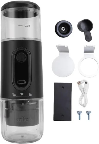 Miniatura 9 de Zunate Cafetera portátil, cafetera de viaje compatible con café molido y cápsulas para viajes, camping, senderismo, pesca, picnic y trabajo (negro)