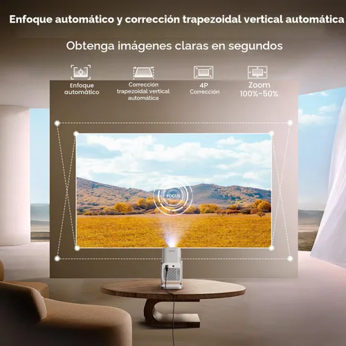 Miniatura 5 de Soporte 4K, enfoque automático, soporte ajustable de 360°: proyector inteligente 4K con WiFi 6 y Bluetooth5.2, mini proyector portátil nativo 1080P