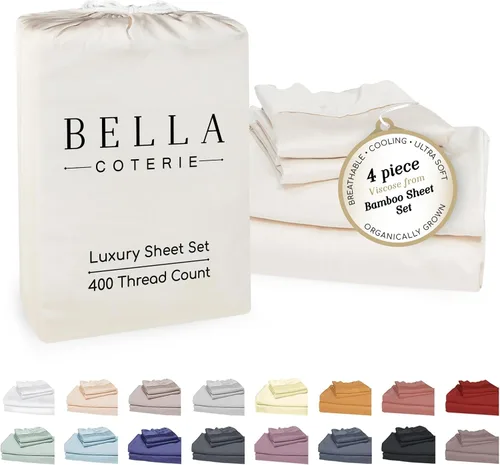 Miniatura 32 de Bella Coterie - Juego de sábanas de lujo de viscosa de bambú para cama tamaño split king 2 sábanas ajustadas para camas Sleep Number y camas 06