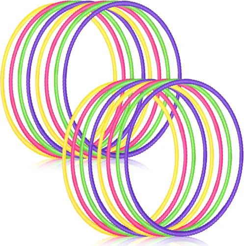 Libima 16 piezas de aro de color de juguete para niños, aros de plástico de colores ligeros desmontables ajustables para juegos de fiesta, baile,