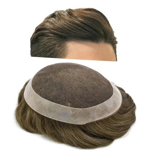 Miniatura 10 de Mens Toupee sistema de reemplazo de cabello humano europeo para hombres encaje tupé para hombres postizos para hombre pieza de pelo Protesis Capilar