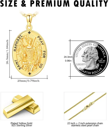 Miniatura 466 de Collar de plata de ley 925 con medalla de San Patrón, colgante de protección católica, amuleto, joyería religiosa para hombres y mujeres