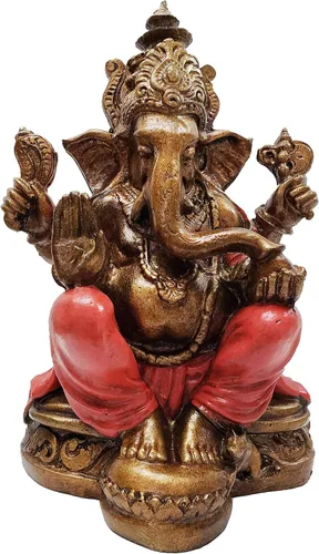 Ganesha - Cabeza de elefante y cuerpo humano que elimina obstáculos del camino de uno, decoración de dormitorio, oficina en casa, estatua Rojo