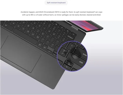 Miniatura 6 de Computadora portátil ASUS Chromebook CM14 (14" FHD LED antirreflejos, MediaTek Kompanio 520, almacenamiento de 128GB