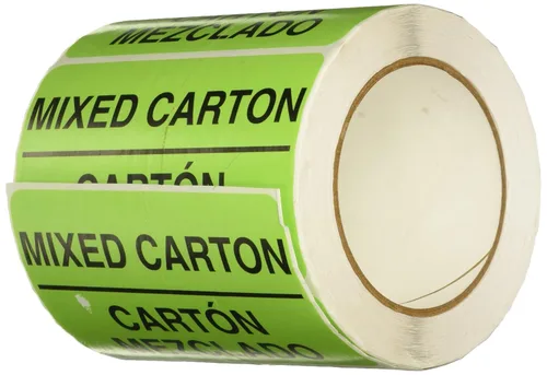 TapeCase Etiquetas de embalaje de envío "cartón mixto", verde neón, 500 etiquetas por rollo (1 rollo)