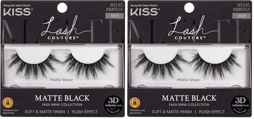 Miniatura 14 de Kiss Pestañas postizas de color negro mate, 0.630 in, incluye 1 par de pestañas, fáciles de aplicar, racimos de pestañas reutilizables