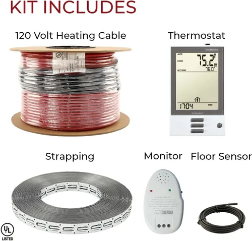 Miniatura 8 de LuxHeat Kit de cable de calefacción de suelo de 10 pies cuadrados - Sistema de calefacción por suelo radiante de 120 V - Sistema de suelo