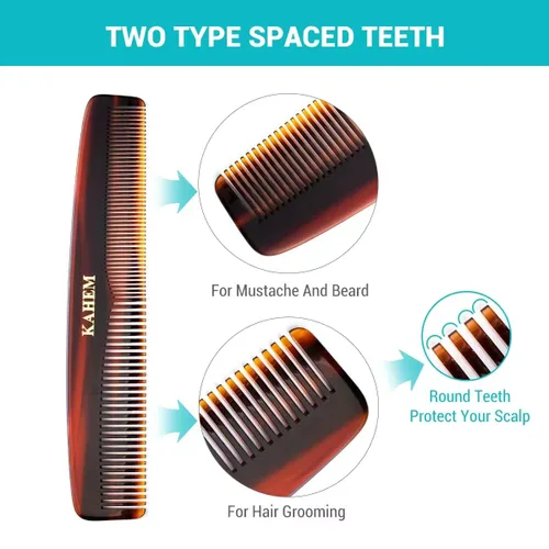 Miniatura 2 de KAHEM Peines de pelo para hombres y mujeres, peine de dientes finos y anchos, peine de barba y bigote, peines profesionales de corte de cabello