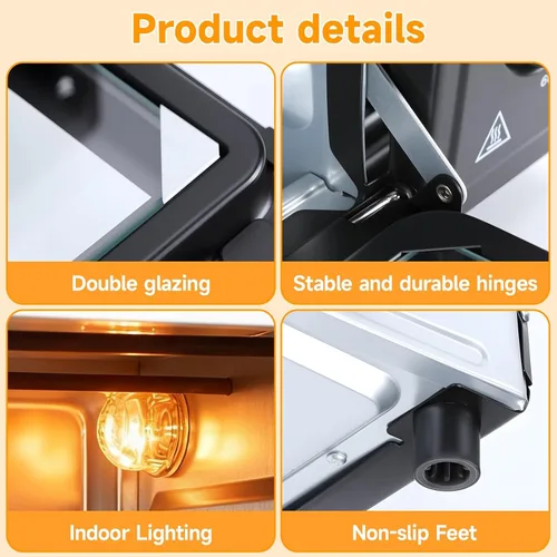 Miniatura 8 de Horno de encimera combinado de freidora de vapor y aire de 34 cuartos de galón / 32 litros, 1500 W, horno tostador multifuncional con temporizador