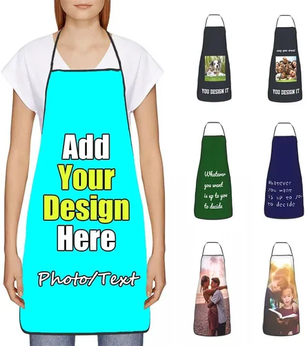 Miniatura 17 de Delantal Personalizado, Diseña Tu Propio Delantal de Cocina para Cocinar, Sube Tus Fotos Favoritas Logo, Añade Cualquier Nombre o Texto