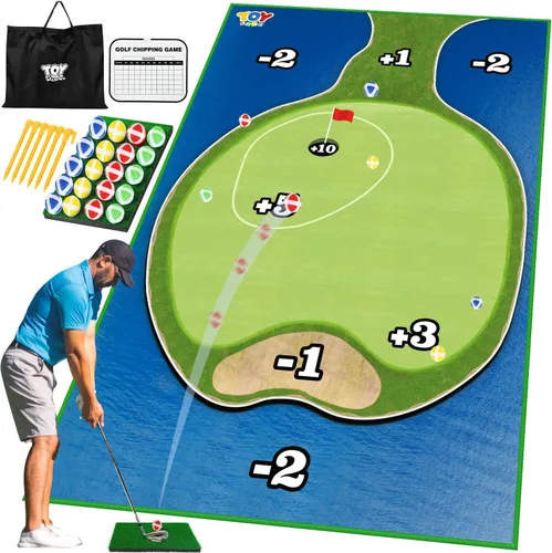Miniatura 8 de TOY Life Chipping - Tapetes de práctica de golf, juego de golf, tapete de entrenamiento para interiores y exteriores, para adultos, familia, niños
