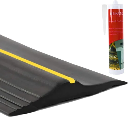 ToLanbbt Tira Universal de Goma para Umbral de Puerta de Garaje de 10 Pies/3M con Adhesivo/Sellante Negro de 300ml/10.1 fl oz, Tira de Sellado