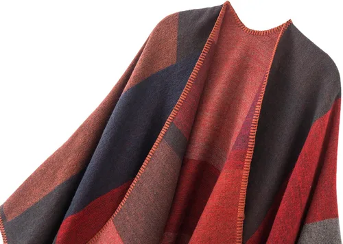 Miniatura 154 de Urban CoCo Poncho de colores para mujer, chal con frente abierto, color en bloques