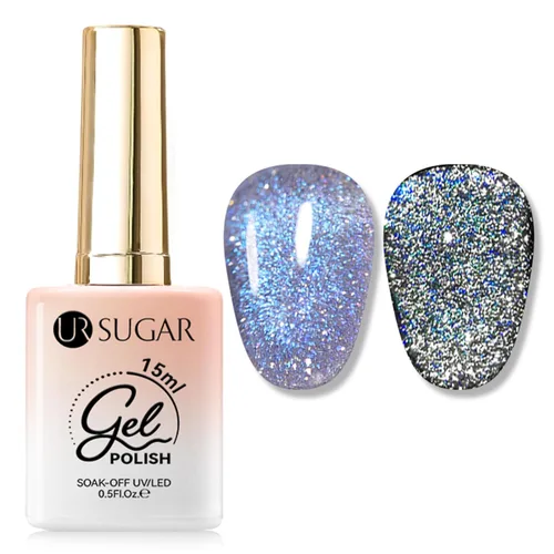 Miniatura 17 de UR SUGAR Crystal Cat - Esmalte de uñas de gel magnético para ojos, color gris, 0.5 onzas líquidas, esmalte de gel magnético iridiscente