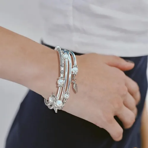 Miniatura 3 de FULU AUTUMN Pulseras de cuentas para mujer, pulseras de plata para mujer, joyería de disfraces, regalo de moda