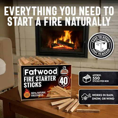 Miniatura 4 de Billy Buckskin - Palitos de fuego de madera de fatwood de 40 libras, 100 % naturales para parrilla, fogata, estufas de leña, hogueras Firestarter