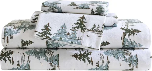 Miniatura 13 de Eddie Bauer - Sábanas individuales, juego de ropa de cama de franela de algodón, cepillada para mayor suavidad, decoración acogedora para el hogar