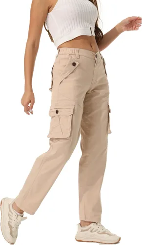 Miniatura 3 de Pantalones cargo de trabajo para mujer, de algodón, con 8 bolsillos, informal, estilo de combate militar