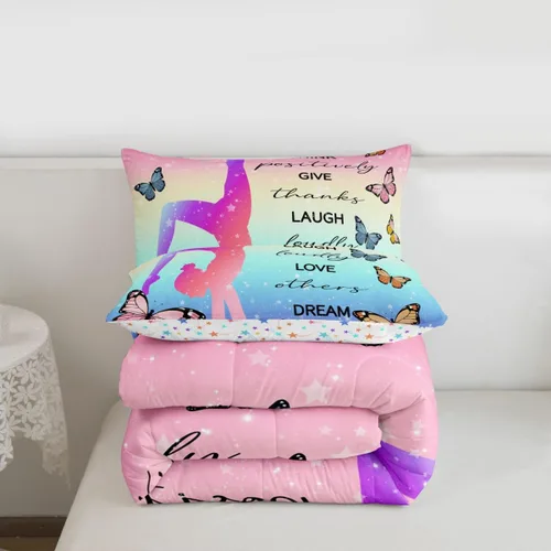 Miniatura 140 de Erosebridal Juego de ropa de cama de princesa de ballet, tamaño Queen, juego de edredón de 3 piezas para niñas bailarinas de ballet, lindo juego