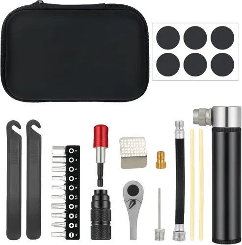 Kit de herramientas de bicicleta portátil, llave dinamométrica pequeña de 1/4 pulgadas, juego de destornilladores magnéticos de trinquete, kit de