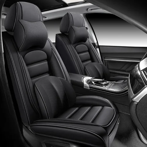 Miniatura 31 de Fundas de asiento para Chevrolet Chevy Aveo 2004-2011, funda de asiento de automóvil de piel sintética, compatible con bolsa de aire, protector