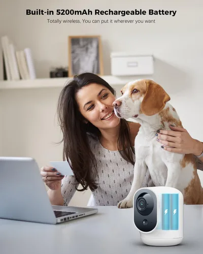 Miniatura 2 de COCOCAM Cámara de Seguridad 2K para Interiores Pan/Tilt con Batería de 5200mAh, Cámara WiFi, Inalámbrica para Monitor de Bebé/Mascota/Seguridad