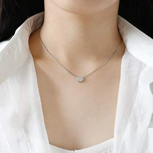 Miniatura 5 de Candyfancy Collar con colgante de corazón de plata de ley 925 para mujer cadena de caja de 180in Metal