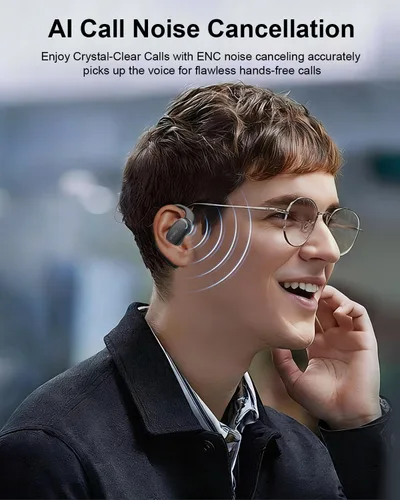 Miniatura 3 de ENC - Auriculares inalámbricos con 2 micrófonos, llamadas claras AI, cómodos ganchos para los oídos, sonido estéreo, auriculares Bluetooth