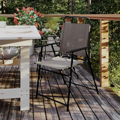 Miniatura 12 de BizChair Sillas plegables para patio, sillas de césped de textileno para exteriores con reposabrazos, juego de 4, color negro