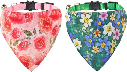 Miniatura 13 de Collares de gato KZHAREEN para Pascua, separables con bandana y campana, collar ajustable para gatito, perrito pequeño, niñas y niños Pascua-2