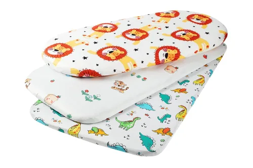 Miniatura 16 de Onacosht Juego de sábanas de moisés, paquete de 3 unidades para bebé, sábana bajera ajustable de punto suave elástica universal para colchón Floral