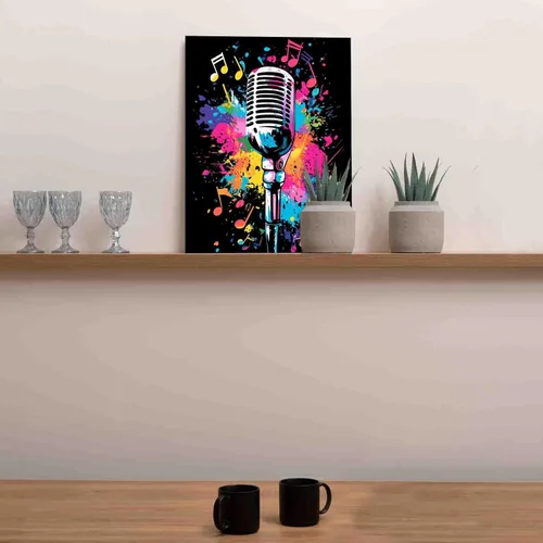Miniatura 3 de Pintura por números, micrófono colorido, kit de pintura al óleo de lienzo para niños y adultos, pintura de dibujo de 16 x 20 pulgadas, pigmento