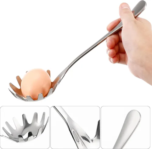 Miniatura 4 de Cabilock Servidor de cuchara de espagueti de acero inoxidable con mango cómodo, práctica cuchara de servir de fideos para albóndigas de pasta y más