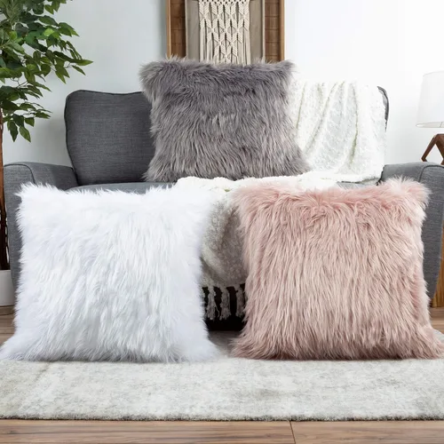 Miniatura 5 de Lavish Home - Juego de 22 almohadas de felpa cuadradas de lujo y fundas de almohada glamorosas para dormitorio o sala de estar (rosa)