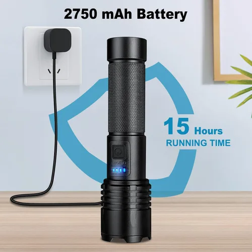 Miniatura 4 de KINGCAESAR Paquete de 3 linternas recargables de 90,000 lúmenes altos, linterna LED súper brillante con 3 modos de luz, linterna de alta potencia