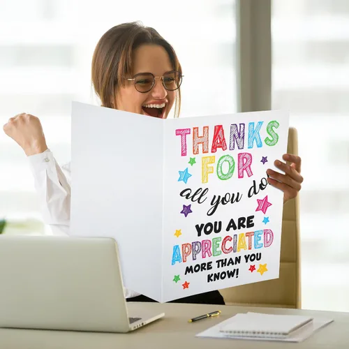 Miniatura 5 de Teling Paquete de 6 Tarjetas de Agradecimiento Muy Grandes con Sobre Tarjetas de Felicitación Jumbo de Apreciación Tarjetas de Agradecimiento