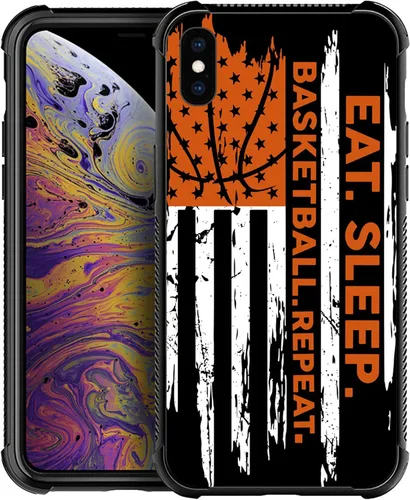 Miniatura 79 de Funda compatible con iPhone X/XS, diseño de bandera estadounidense de béisbol, TPU suave, a prueba de golpes, de vidrio templado, para iPhone X/XS