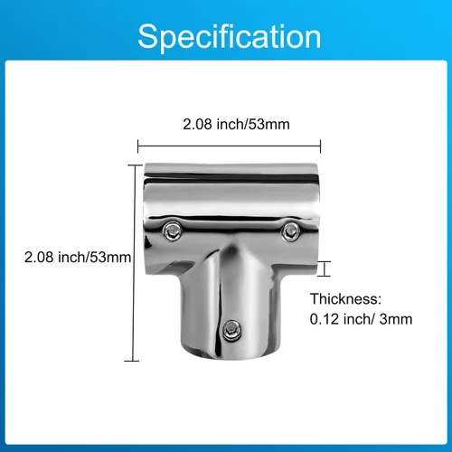 Miniatura 6 de Accesorio de barandilla de barco resistente, 3 vías de 90 grados en T, acero inoxidable 316, conector de tubería para tubos de 7/8 o 1 pulgada