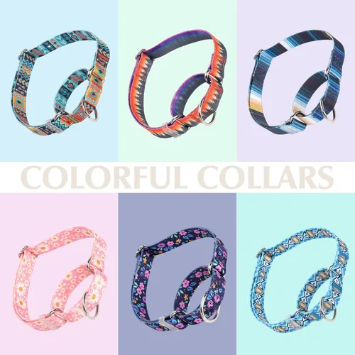 Miniatura 6 de Collar Martingale para perros, ajustable, de nailon suave, con diseño de bosque, para perros pequeños, medianos y grandes, collar de entrenamiento 3