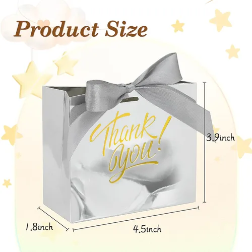 Miniatura 4 de Paquete de 60 pequeñas bolsas de regalo de agradecimiento, 4.5 x 1.8 x 3.9 pulgadas, cajas de regalo de fiesta con cinta de lazo, pequeñas bolsas