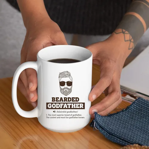 Miniatura 4 de Panvola Taza con definición de padrino barbudo, regalo de ahijado, ahijado, ahijada, bautizo, bautismo, día del padre, apreciación de la barba