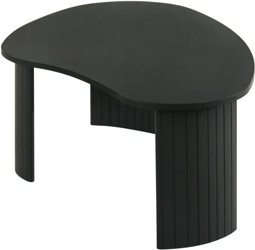 Miniatura 8 de Hyfirm - Mesa de café moderna de madera negra de 47.25 pulgadas para la sala de estar, mesa central resistente con tapa irregular de mango y patas