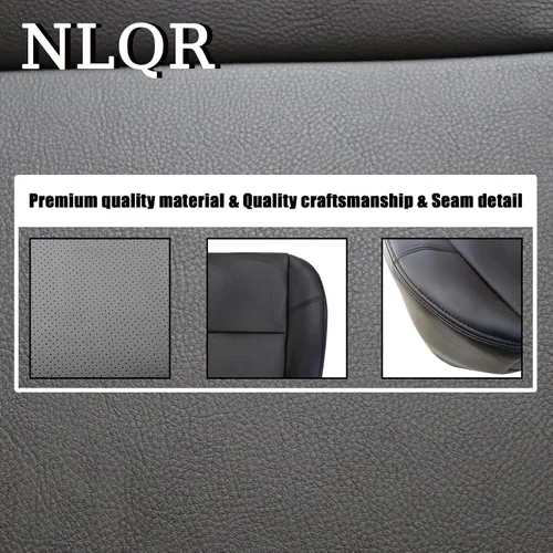 Miniatura 6 de NLQR Funda de Asiento Inferior de Reemplazo de Cuero Perforado para Conductor o Pasajero del Delantero Negro Ébano #194 196 197 Compatible