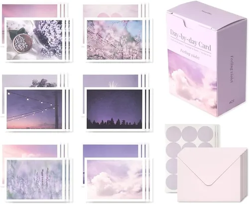 Miniatura 8 de Monolike Tarjeta día a día, Aurora - Mezcla de 36 minitarjetas individuales, 36 sobres, 36 calcomanías