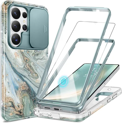 Miniatura 17 de GVIEWIN para Samsung Galaxy S23 Ultra Funda con cubierta deslizante para cámara, [Protector de pantalla incorporado] [2 Marcos frontales] Funda
