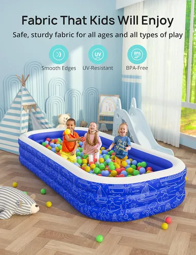 Miniatura 6 de Piscina inflable grande con toldo, 150 x 70 x 20 pulgadas, piscina inflable de tamaño completo para niños y adultos, piscina infantil con sombrilla